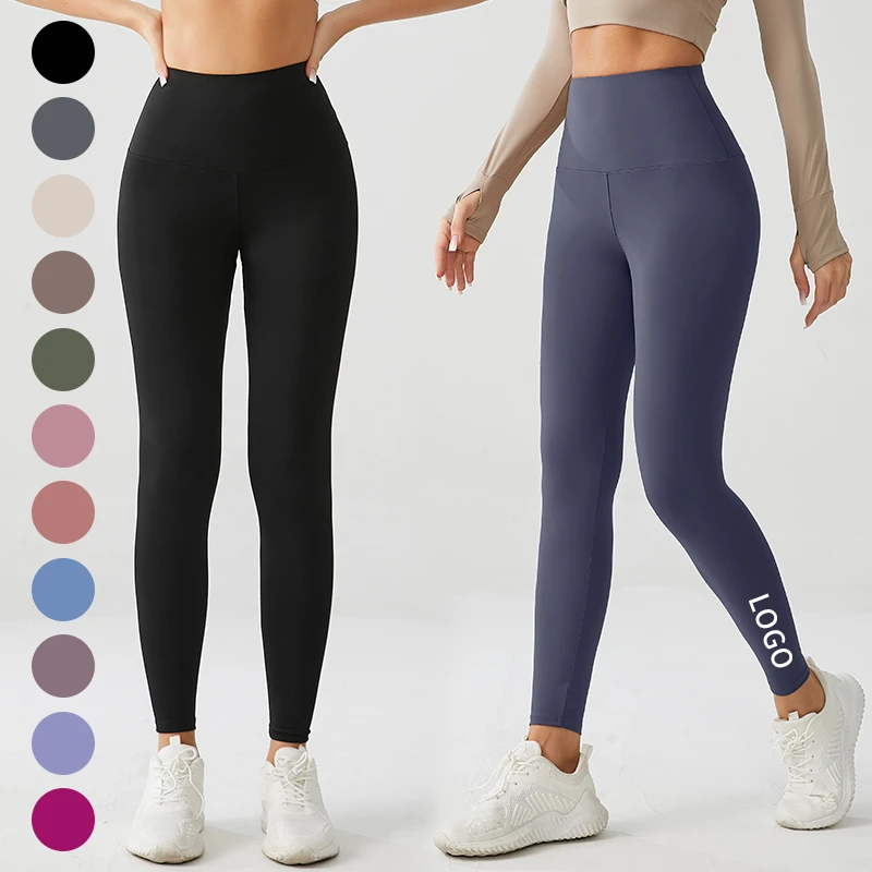 Women's High Waist Breathable Exercise Leggings Tummy Control Custom Logo Buttery Soft Knitted Pockets Fitness Tight for Spring