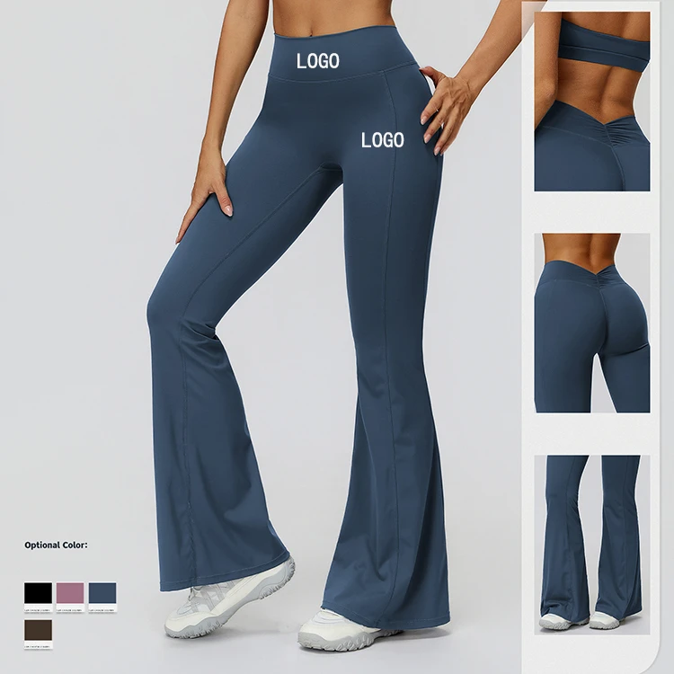High Waisted Flare Yoga Pant Women Butt Lifting Tummy Control Quick Dry Elastic Gym Fitness Running Sports Solid Print Plus Size