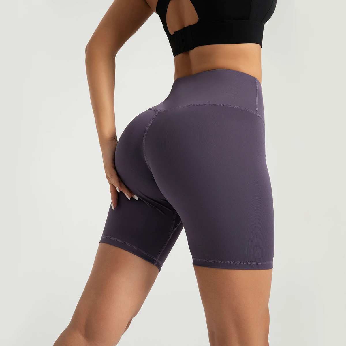 High-Waist Elastic Spandex/Polyester Washed Knee-Length Durable Lightweight Breathable Quick Dry Pants for Sports Yoga Peach XL