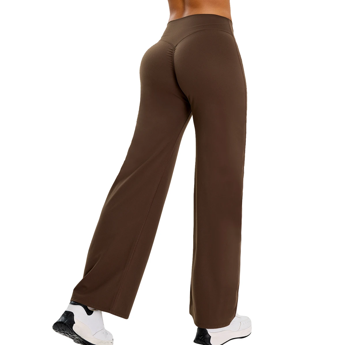 Women's High Waist Straight Wide Leg Lightweight Spandex Yoga Pants-Quick Dry Four-Way Stretch Breathable Sweat-Wicking for Yoga