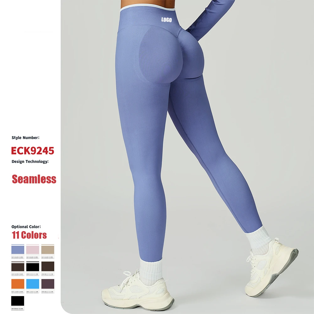 2025 Custom Solid High Quality Yoga Push Leggings Seamless Sportswear Pants For Gym Fitness Scrunch Amplify Contour Leggings
