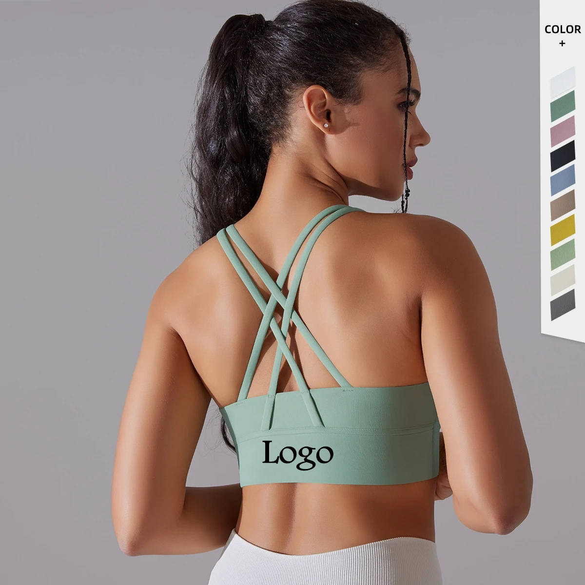 Women's High Support Workout Training Bra Seamless Sports Yoga Bra with Cross Back Straps Gym Tops Fitness Wear