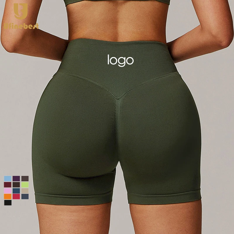 Women Gym Seamless Scrunch Butt Lifting Contour Yoga Short High Waist Booty Gym Biker Shorts Leggings for Women