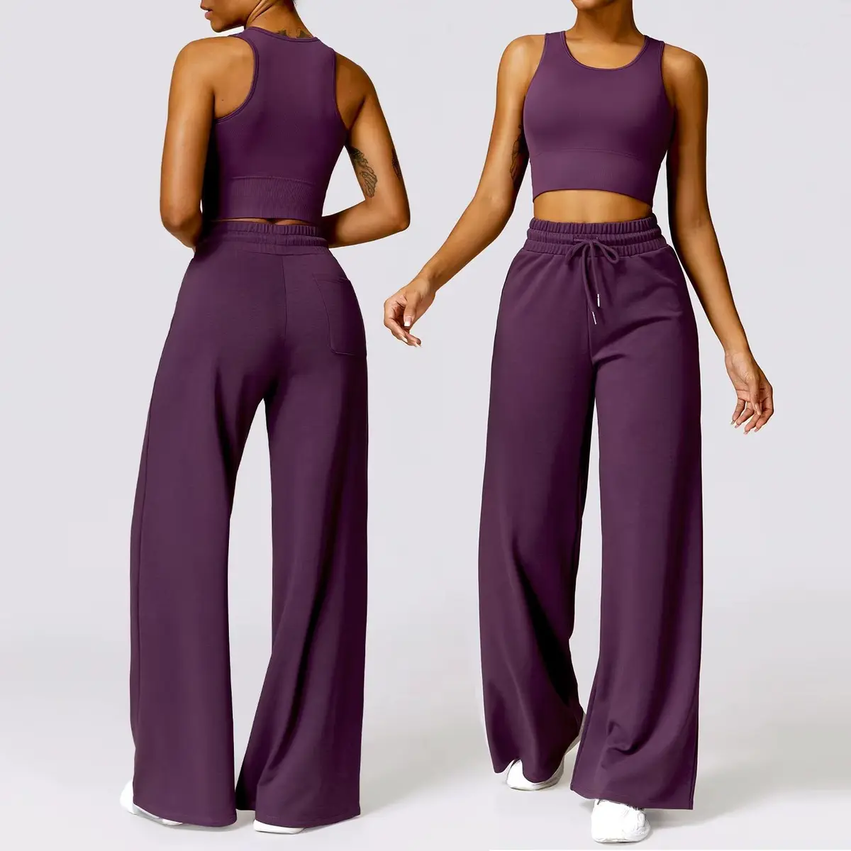 Custom Wholesale High Quality Womens Sportswear Set Girls Gym Fitness Lace High Waist 2-Piece Sports Bra Activewear Workout