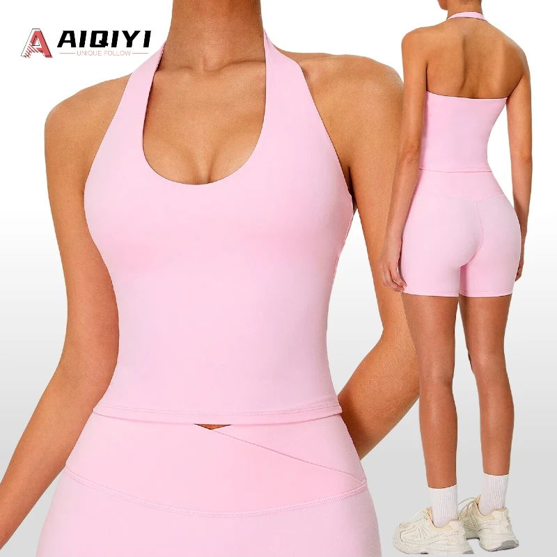 TM0264 Halter Beautiful-Back Sports Bra Women's Teenagers Tight-Fitting Spandex/Nylon Nude-Look Yoga Vest Quick-Drying