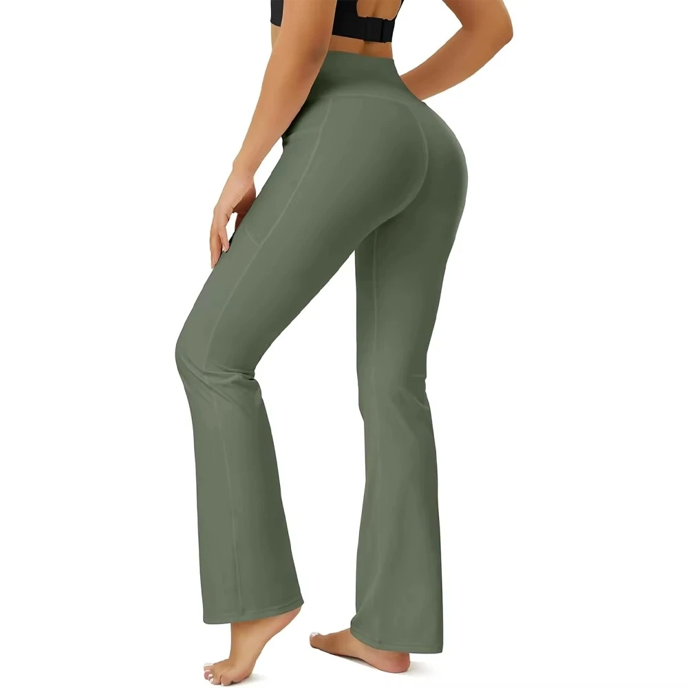 High Quality 100% Cotton Solid Active Wear Women's Leggings Elastic Waist Wide Leg Yoga Pants Four-Way Stretch Full Length 220g