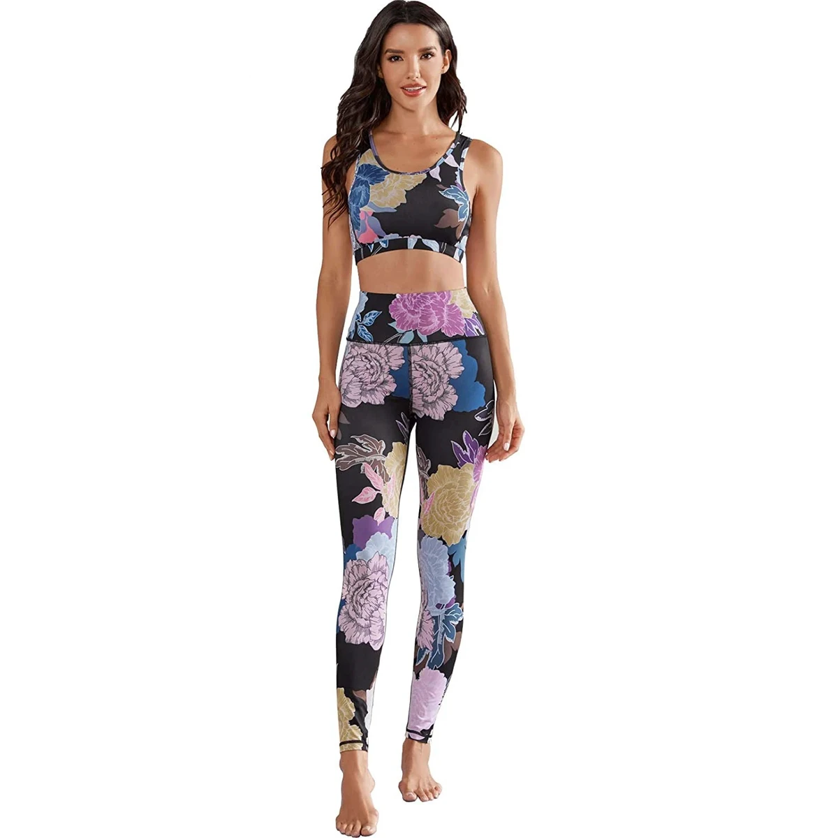 Women's Summer Sports Yoga Suit Set Front Logo Breathable Solid Color Elastic Waist Hip Tie Dye Quick Drying Short Tops