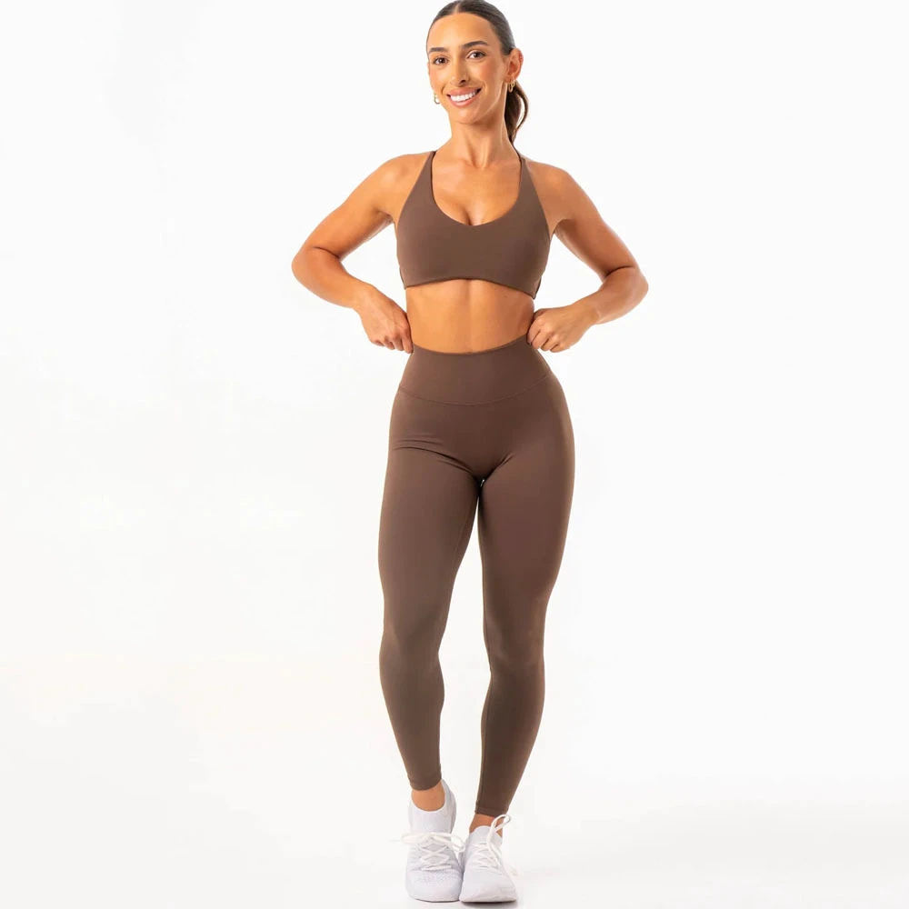 Wholesale Custom 2Piece Set Women Cross Strappy Back Sports Fitness Gym Wear High Waist Bra & Leggings Workout Clothing Yoga Set