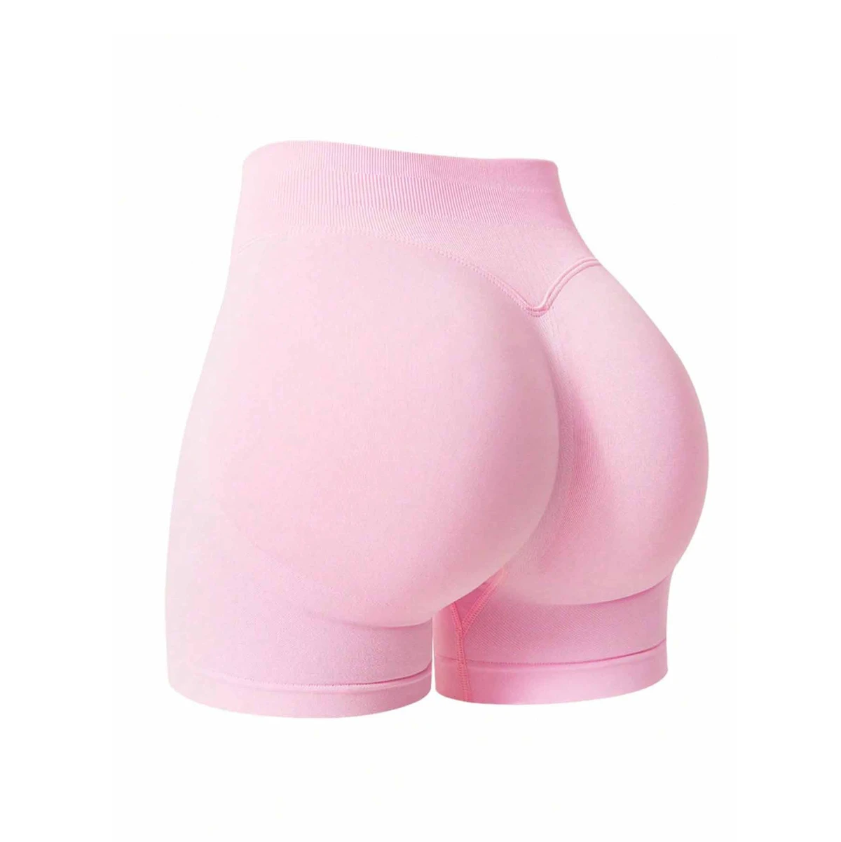 Women's High Waist Tight Fit Seamless Spandex Nylon Solid Color Yoga Shorts with Butt Lifting for Fitness & Running