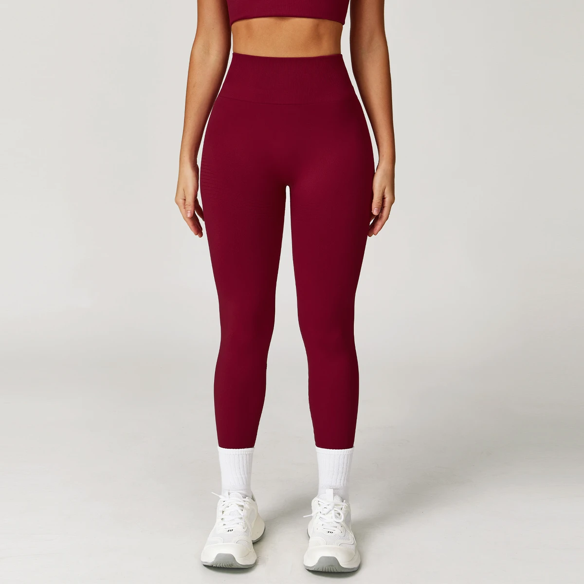Wholesale Custom Logo High Waist Seamless Leggings Women Running Yoga Pants Ribbed Leggings Energy Gym Tights Leggings Casual
