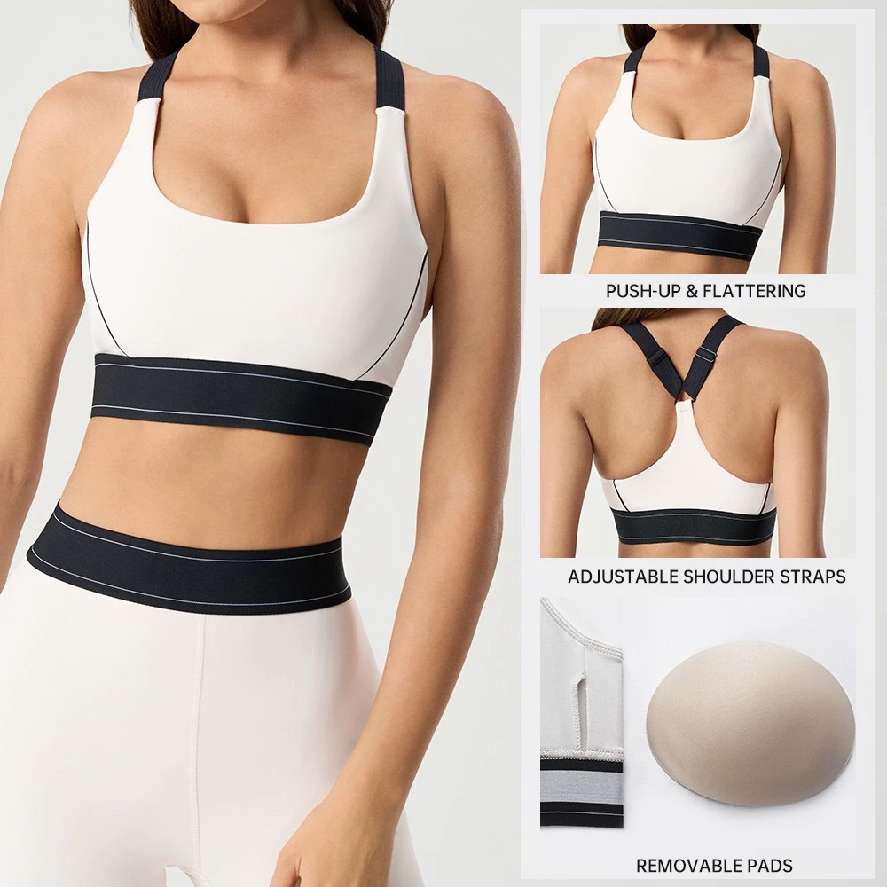 Women's Active Running Strapless Sports Bra Four-Way Stretch High Support Breathable Removable Pad Yoga Workout Tops XL Size