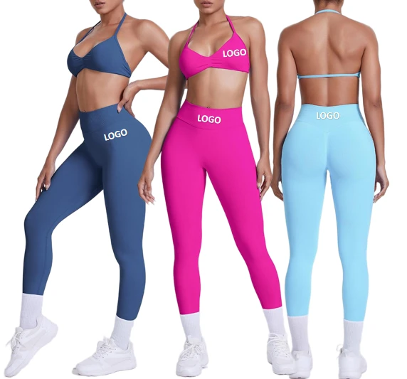 2 Piece Yoga Clothes Women's Tracksuit Athletic Wear Pilates Fitness Suit Gym Workout Push up Clothes Sports Bra Leggings Suit