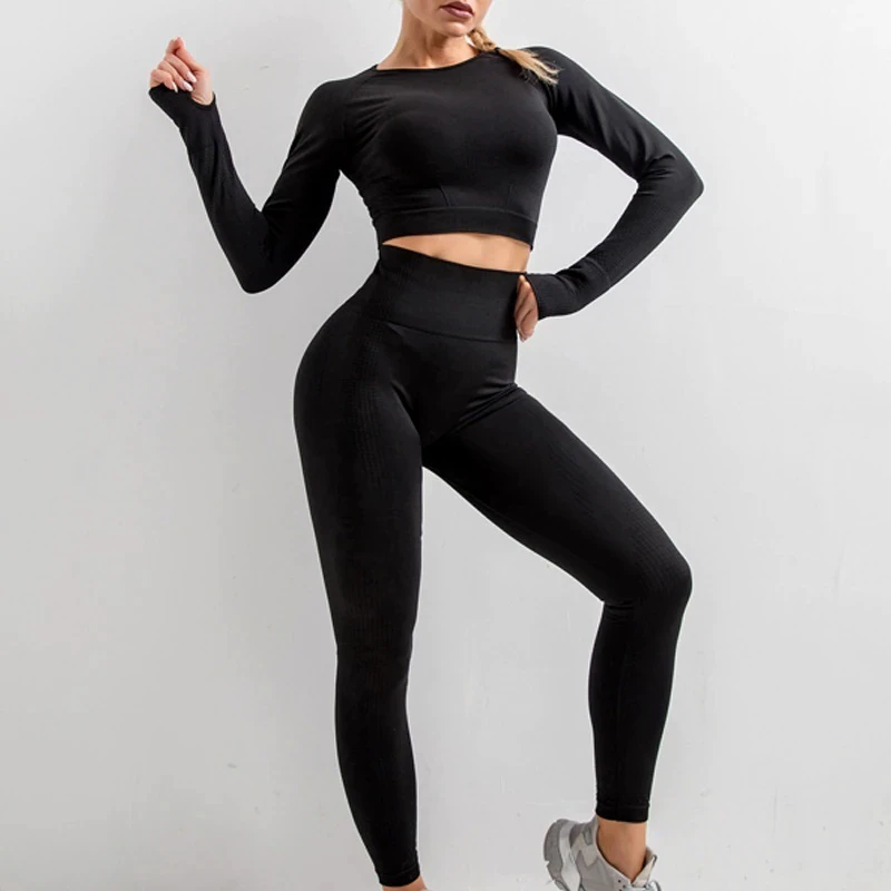 New Color Women's Lightweight Gym Set 2 Piece Sports Suit for Running Workout Fitness Training Yoga Solid Pattern Front Waist