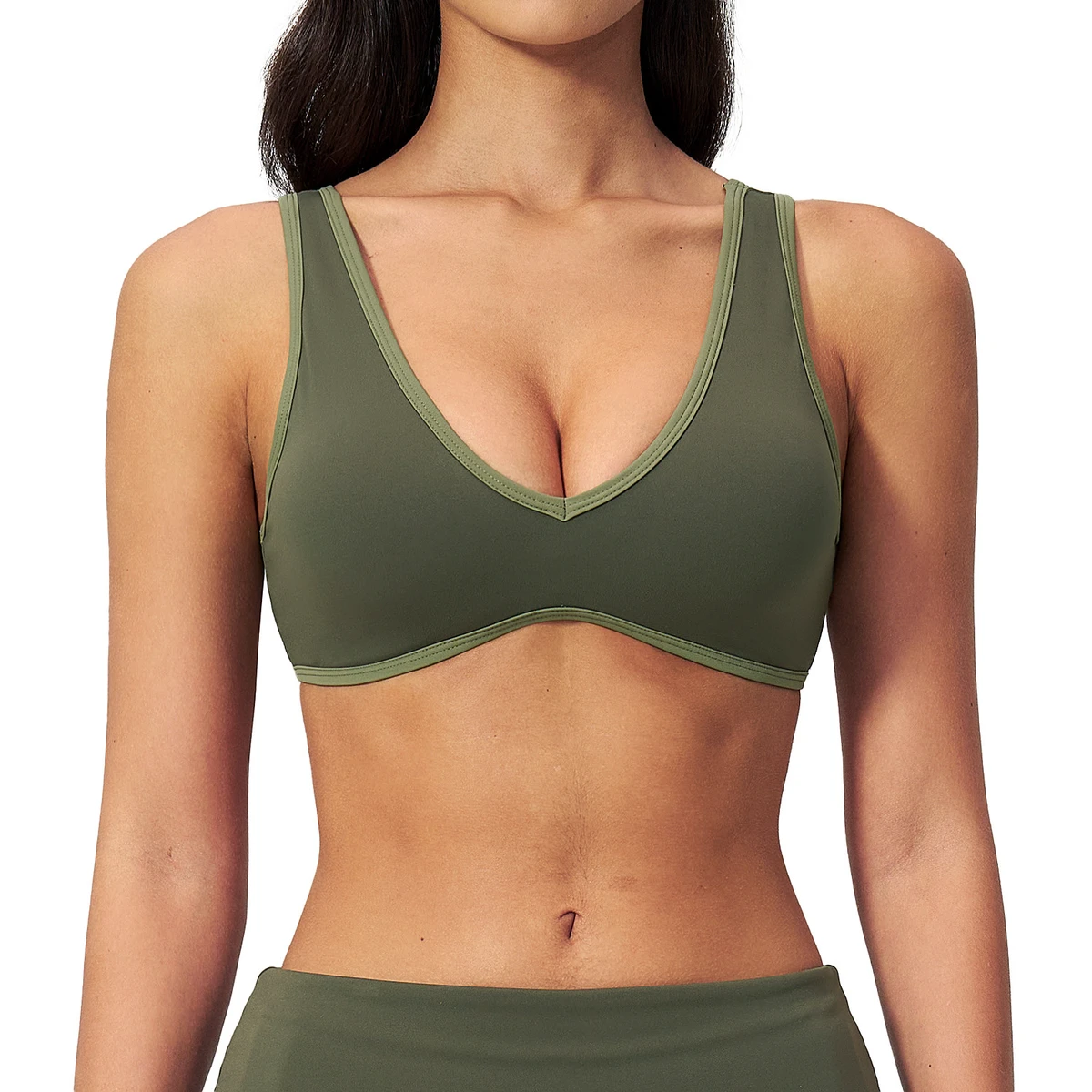 Women's Breathable Medium Support U-NECK Sports Bra for Yoga & Running Contrast Binding Customized Colors
