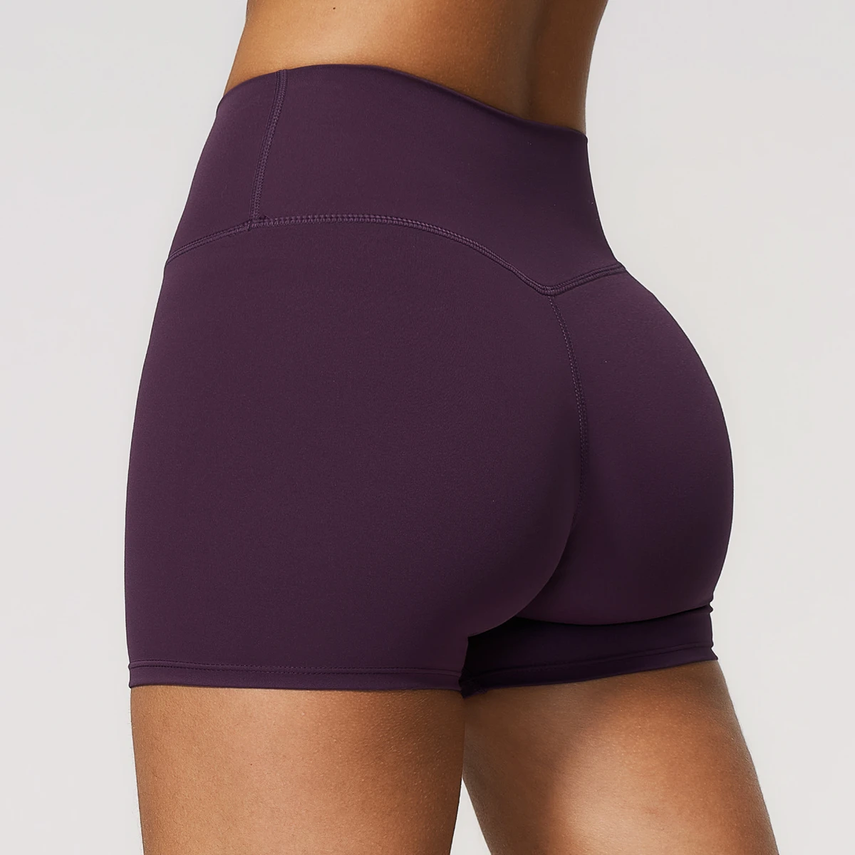 Girl High Elastic Solid Color Butt Lifting Gym Pants Elastic No T Line Fitness Yoga Workout Biker Shorts Leggings for Women