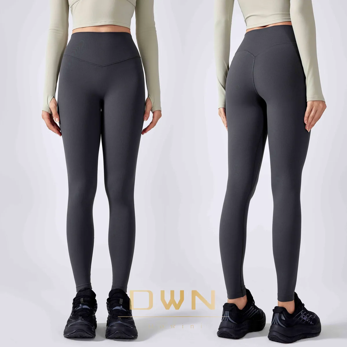 High Waisted Elastic Compression Tight Pants Hip Lifting Slimming Sports Running Fitness Cropped Pants Seamless Yoga Leggings