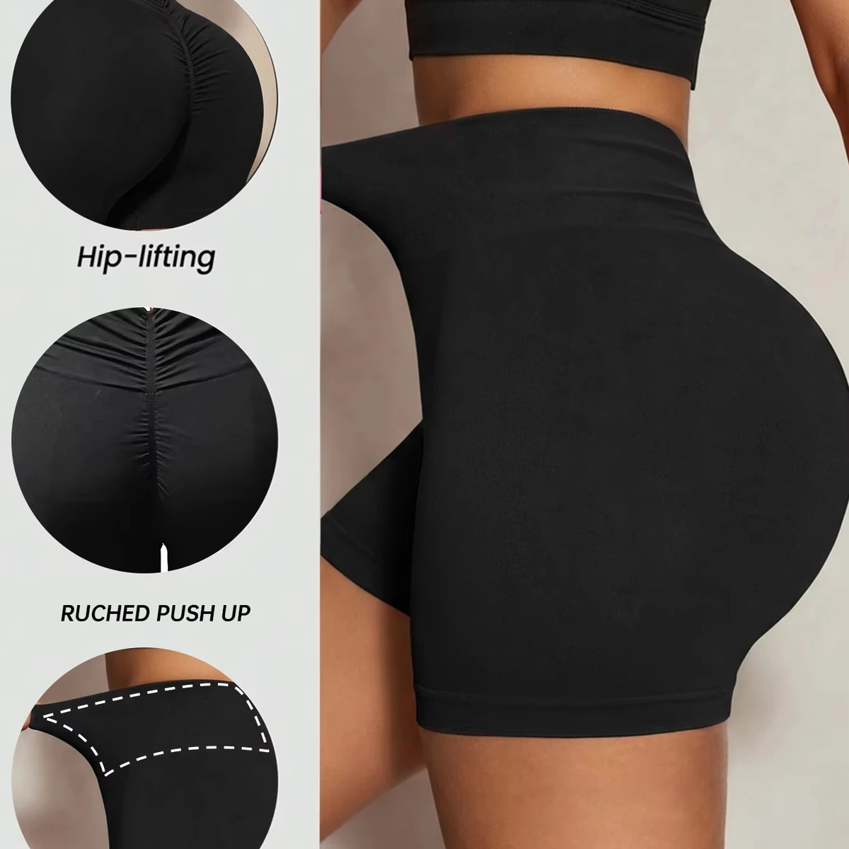 Women's High Quality Gym Pants Butt Scrunch High Waist V-Back Yoga Shorts for Fitness Workout Sports Activewear