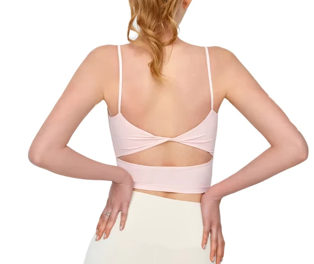Solid Color Breathable U Neck Hollow Out High Support Women Gym Yoga Underwear Top Fitness Sport Bra