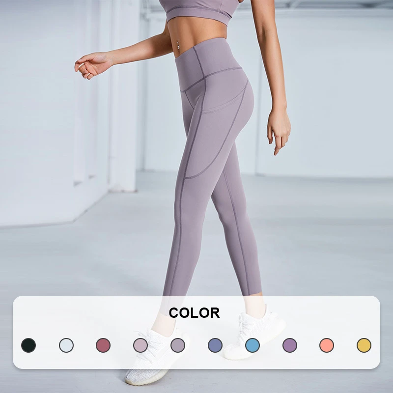 High Quality Women's Ankle-Length Elastic Waist Solid Workout Yoga Pants Leggings with Sweat-Wicking Four-Way Stretch Sportswear