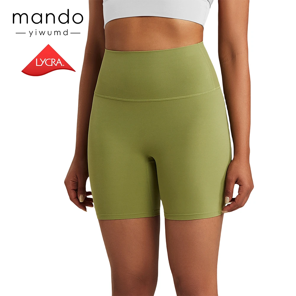 Yiwu Mando Wholesale Women's High Waist 4 Way Stretch Yoga Sports Shorts Nylon Spandex Shorts Summer Gym Training