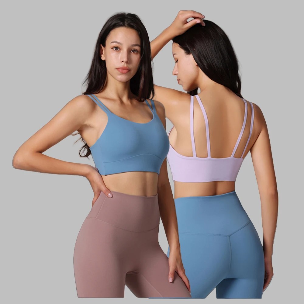 Wholesale Custom Logo High Support Yoga Sport Bra Top Fitness High Quality Women Gym Wear Running Workout Crossover Sports Bra
