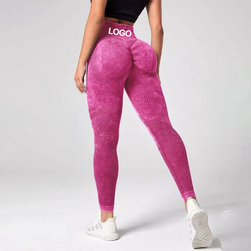 Custom LOGO Seamless Textured High Waist Butt Lifting Leggings Quick Dry Running Cycling Fitness Yoga Pants