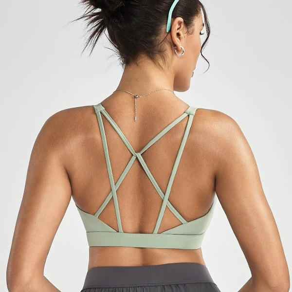 Cross-Back Padded Wireless Adjustable High Support Spandex Sports Bra for Yoga & Pilates-Seamless Outerwear Design