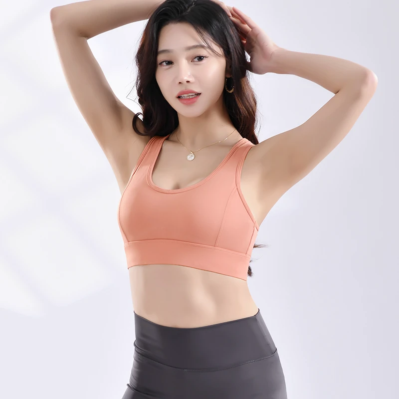 High Shockproof Eco-Friendly Breathable Simple Fitness Yoga Bra Four-Way Stretch High Support Spandex/Nylon U-NECK Indoor Sports