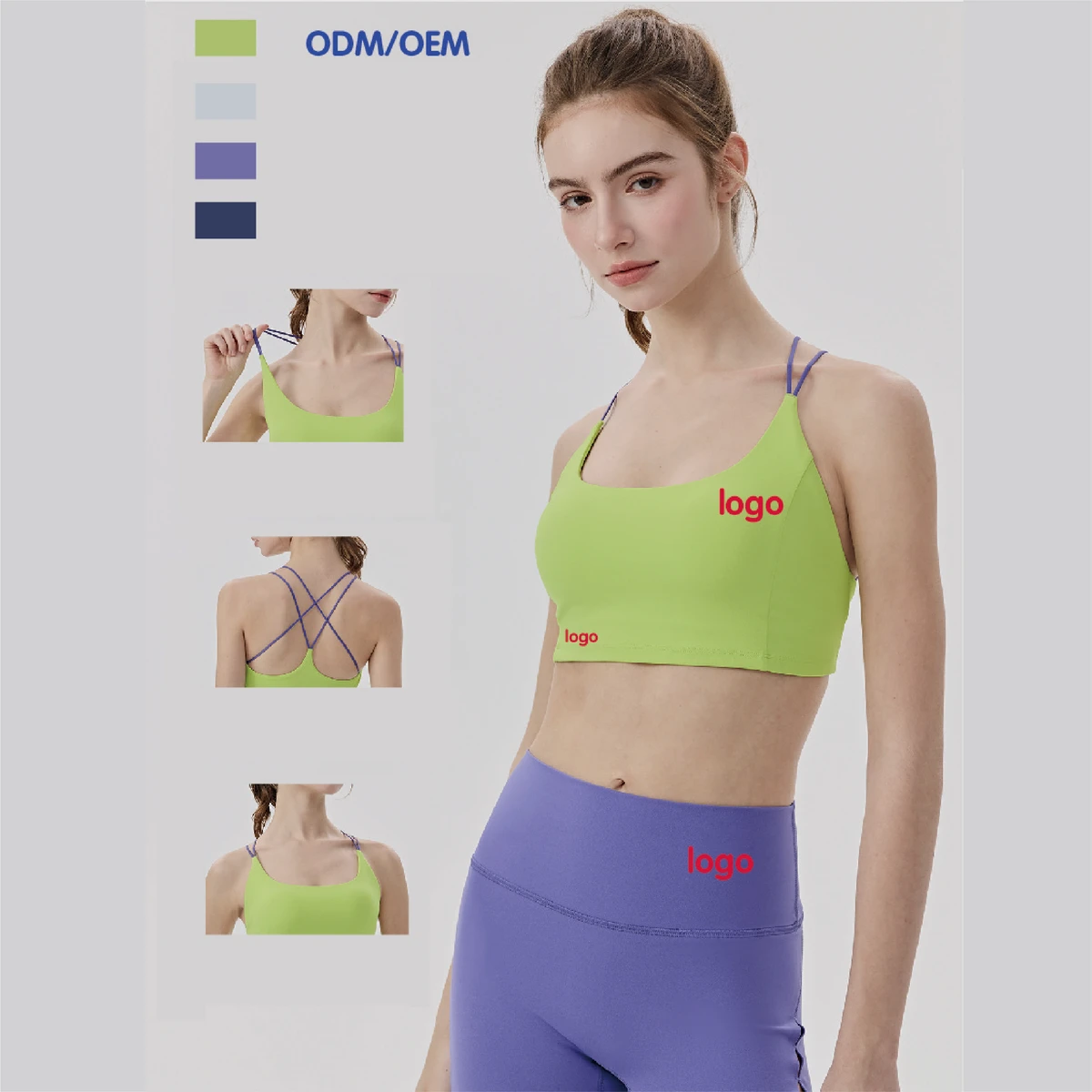 Naked Feel Yoga Sports Bra Women Built in Pad Double Strap Cross Back Color Block for Fitness Manufacturer
