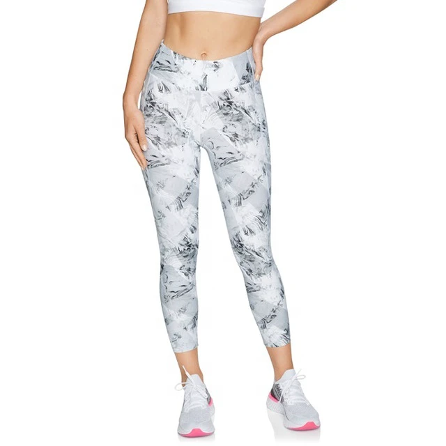 Women's High Waisted Workout Pants Full Length Polyester Spandex Yoga Leggings Sweat-Wicking Four-Way Stretch Print Pattern