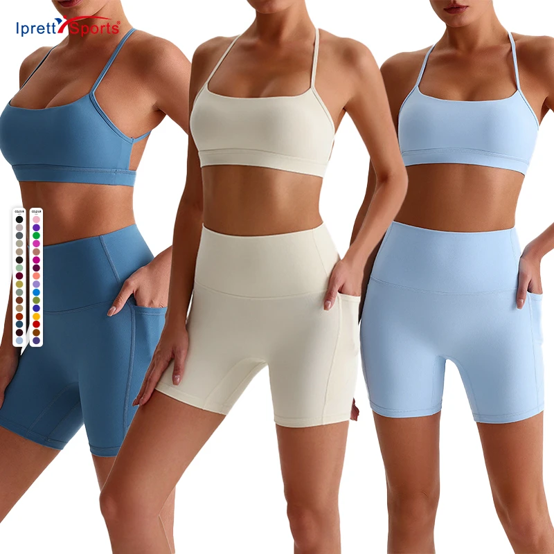 Custom Ladies Yoga Sports with Pockets Fitness Workout Gym Summer Comfortable Bottom Shorts Women Pants Quick Dry Breathable