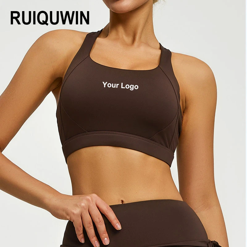 RUIQUWIN Wholesale Hot Sale Women's High Support Crisscross Backless Yoga Bra Naked-Feel High-Elastic Soft Push-Up Sports Bra