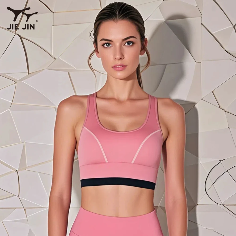 JIEJIN Private Label Suppliers Polyester Spandex Fitness High Impact Tight Supportive Sports Bra