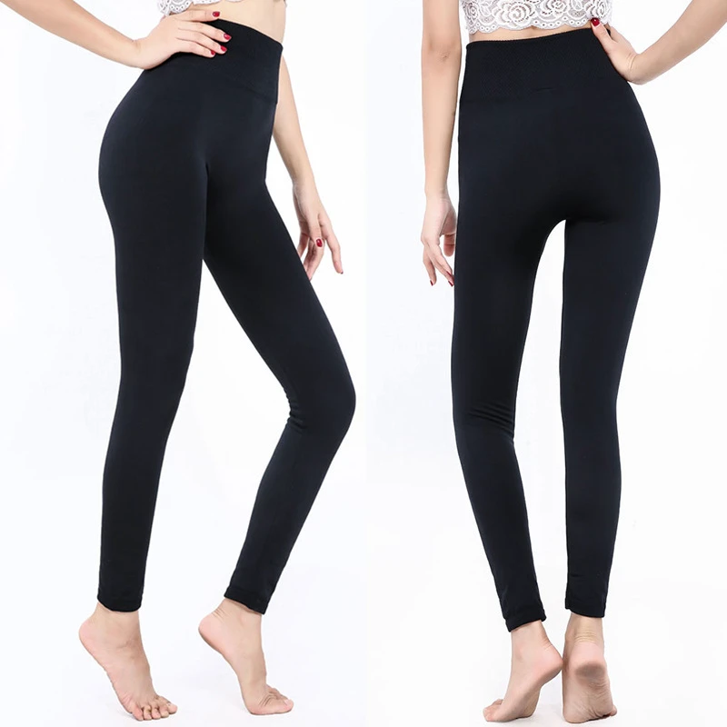 Wholesale High Waist Fleece Lined Leggings Thick Warm Seamless Women Tights Winter Fleece Thermal Opaque Leggings for Women