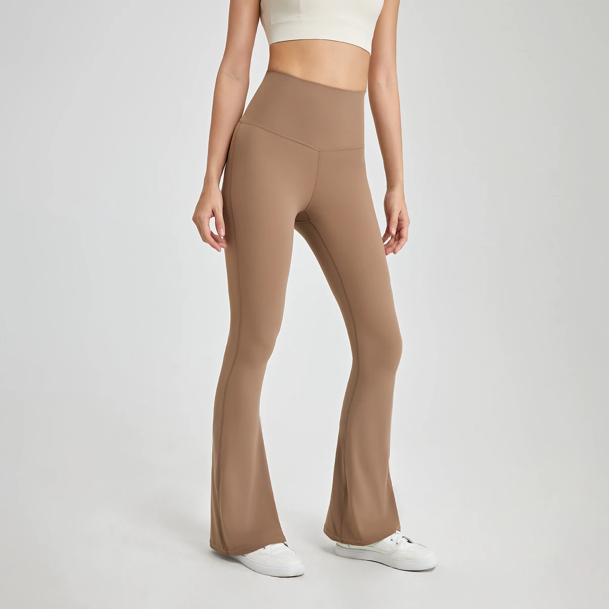 Women High Waist Flare Yoga Pants, Naked Feel High Stretch Sports Trousers, Slim Hip Lifting Skinny Fitness Casual Pants