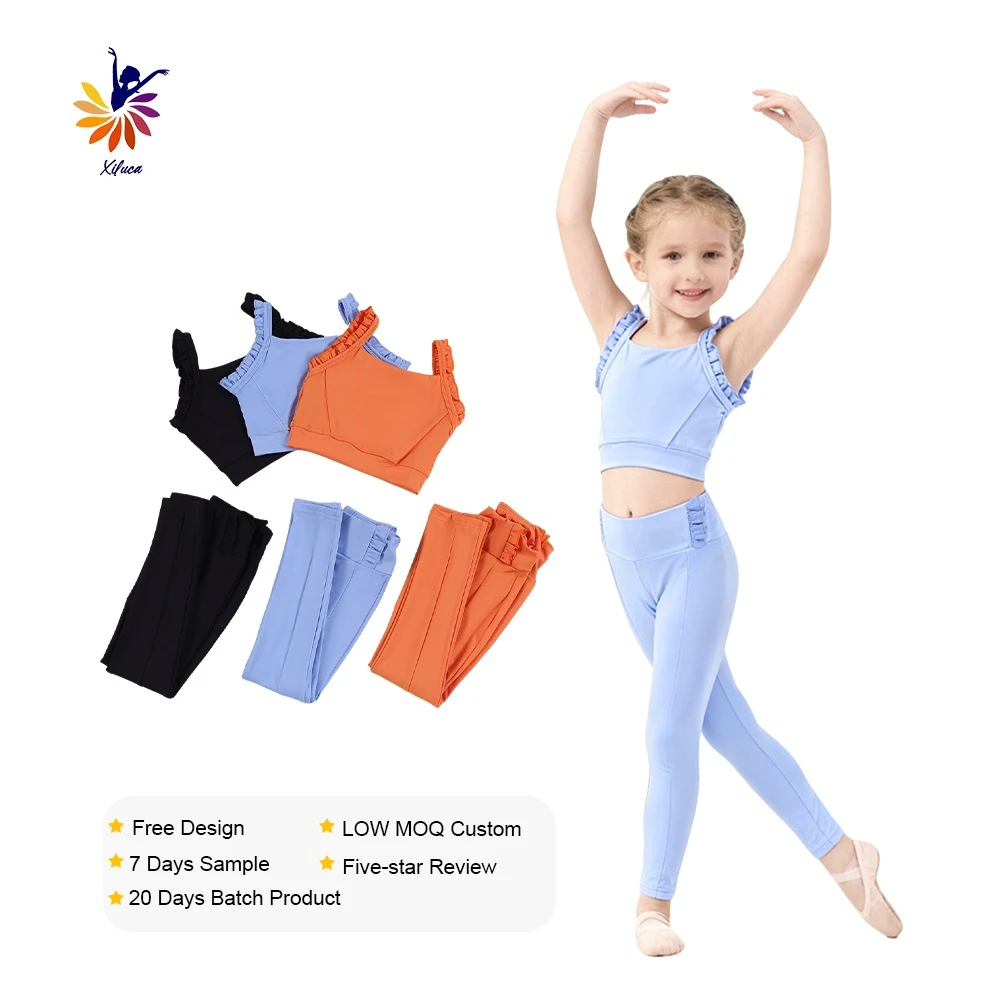 Girls Yoga Dance Set Tank Top High Elastic Leggings Slim Fit Design Premium Soft Kids Dual Purpose Activewear