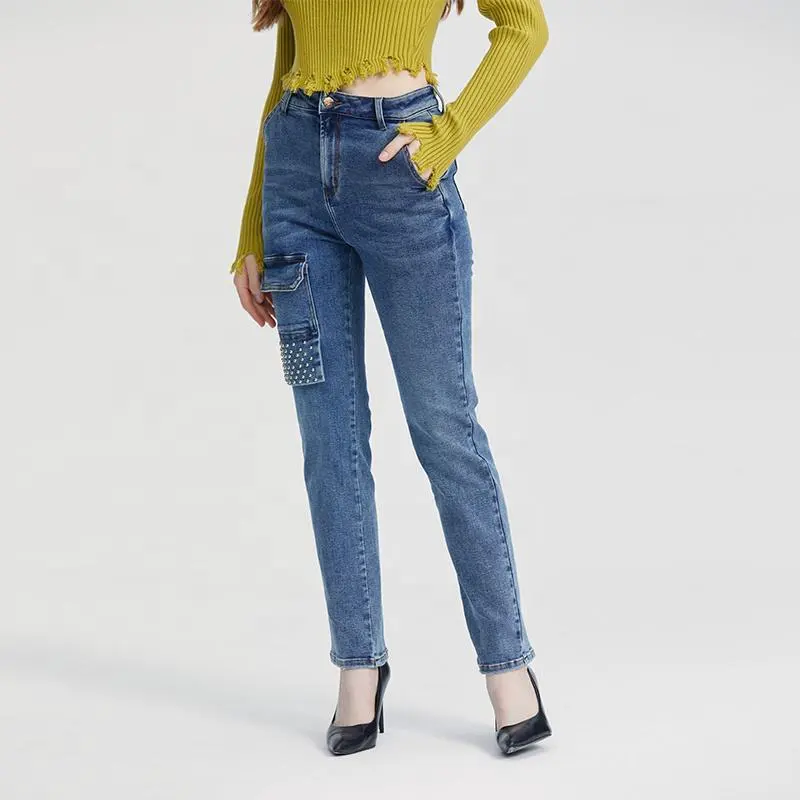 Custom Logo Women Casual Fit Denim Jeans High Quality – Breathable Stretch Fabric Everyday Wear Jeans OEM Manufacturing Service