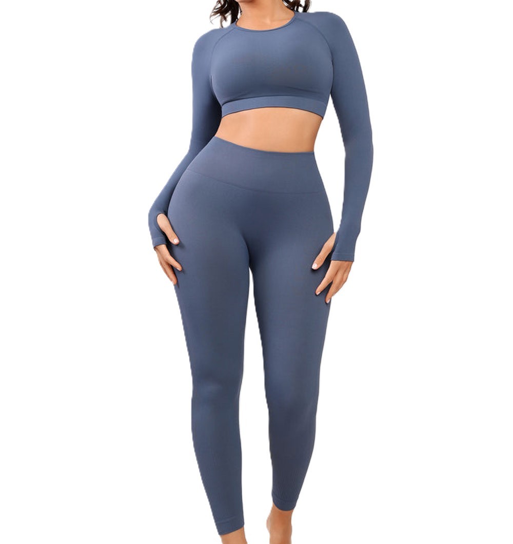 Sports Bra Set High Waist Fitness Custom Yoga Gym Wear Women's Sets Ribbed Leggings And Light Color Yoga Women Fitness Sets