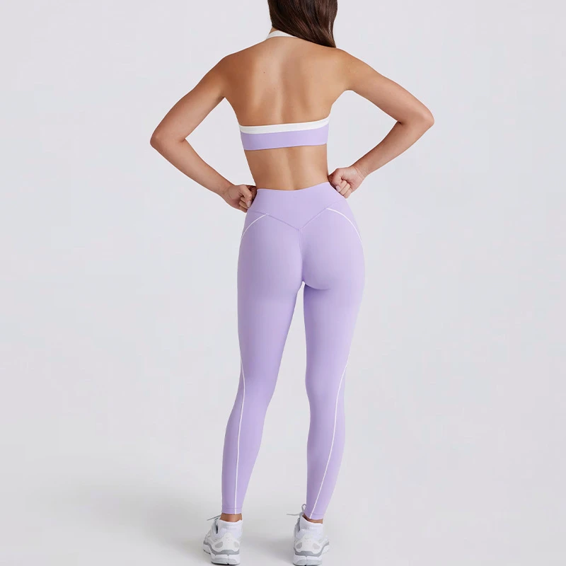 Cross-Border Solid Color Twisted High-Waist Butt-Lifting Nylon Spandex Yoga Shorts Pants Suspender Running Sports Bra Yoga