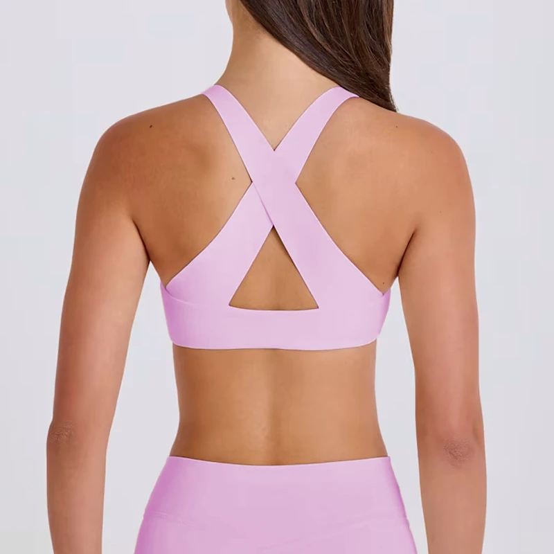 Custom Strong Sense of Enclosure High Support U-Neck Halter Sports Bra Breathable Fitness Tops Twist Running Gym Yoga Bra