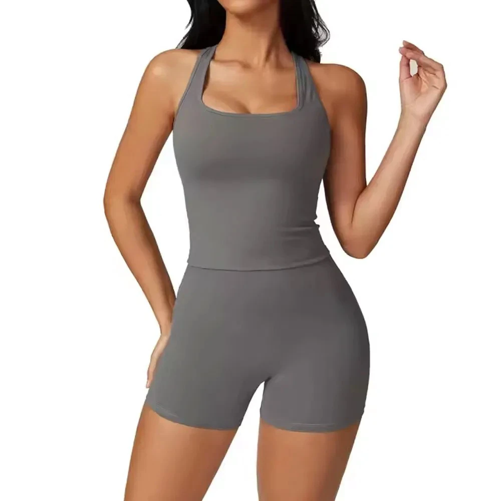 Female High-Waist Curve Define Sportswear Set Air-Smooth Second-Skin Yoga Outfit Layer-Strap Back Color-Zip Sports Set