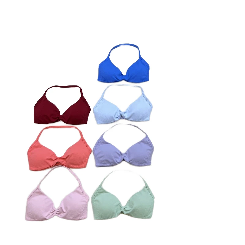Simple Style Halter Neck Backless Workout Sports Bra Adjustable Straps Sweat-Wicking Spandex/Nylon Medium Support Active