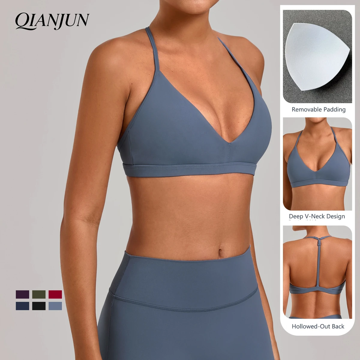 Women High Strength Lightweight Adjustable Shoulder Strap Fitness Yoga Sports Bra Chest Pad Quick-Dry Sexy Sports Sleeveless Top