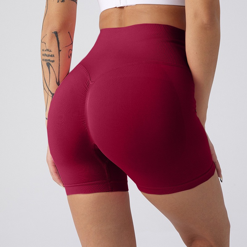 Wholesale Women High Waist Seamless Active Scrunch Yoga Shorts Tummy Control Butt Lifting Gym Workout Fitted Breathable Shorts