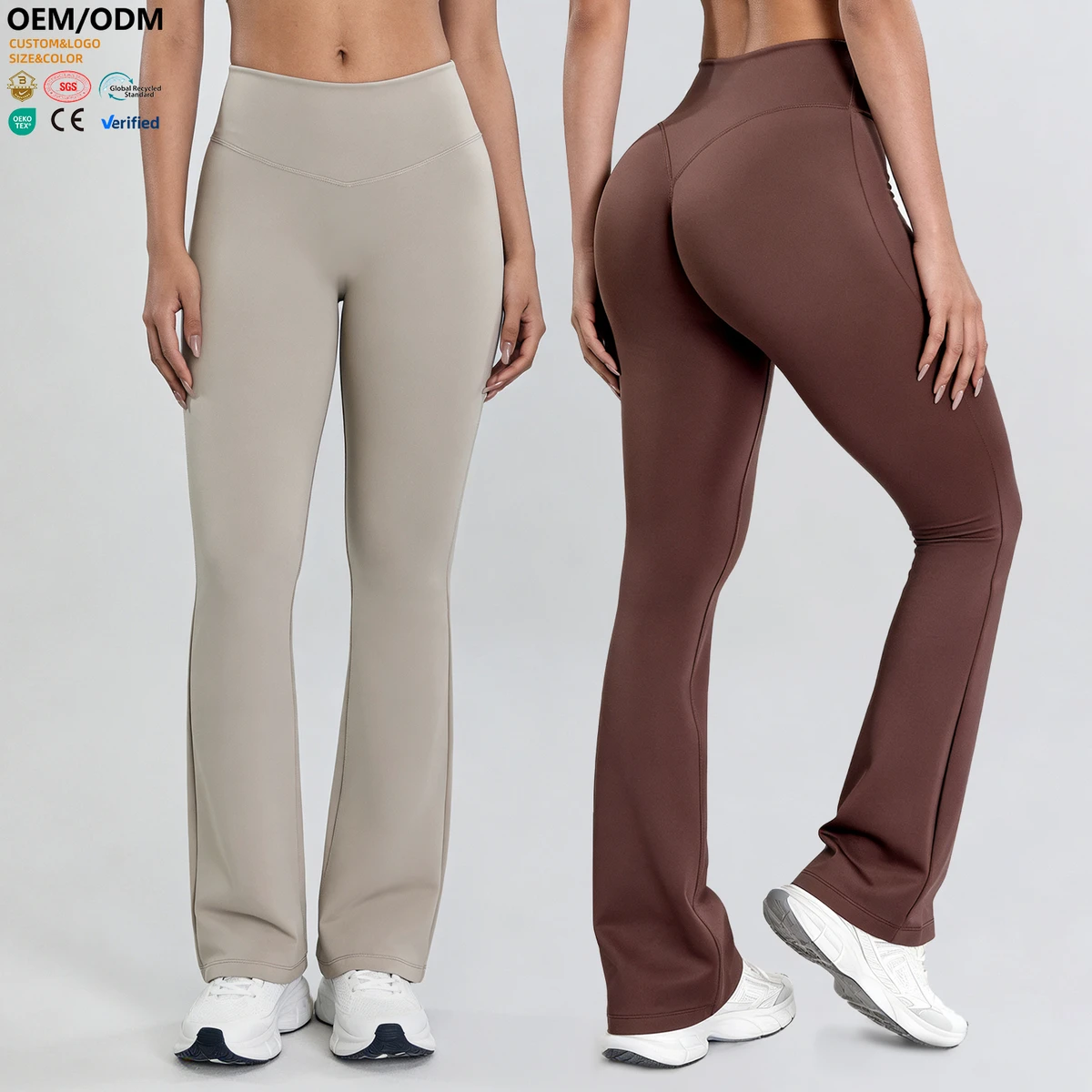 XW-2026203 Women Flared Leggings High Waist V Shape Waistband Bootcut Yoga Pants Tummy Control for Fitness Running Travel