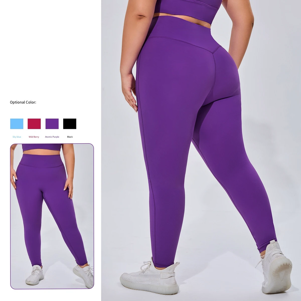 High Waisted Yoga Pants Plus Size Sports Workout Elastic Waist Solid Four-Way Stretch Breathable Quick Dry Leggings