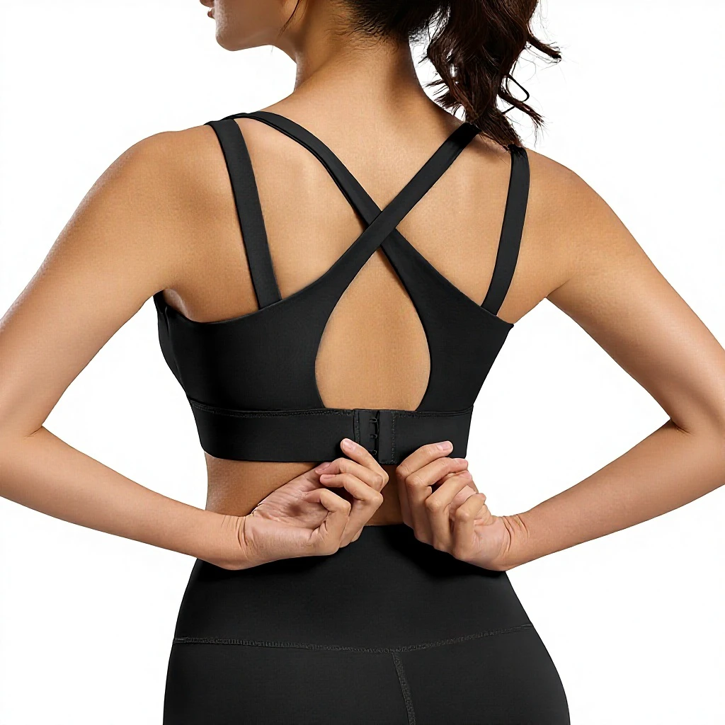 Women Shockproof Yoga Bra Front Logo High Strength Medium Support Adjustable Shoulder Strap Sports Underwear Wholesale