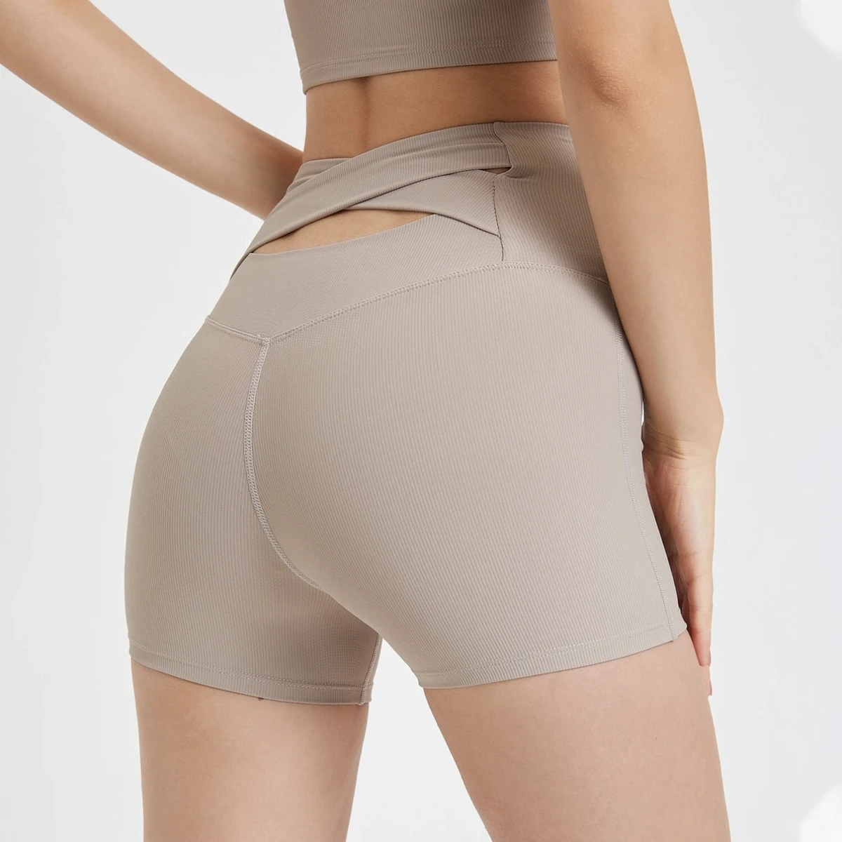 Back Cross High Waist Belly Lift Hip Lift Yoga Shorts Women's Seamless Sports Three-point Pants Quick Dry Fitness Pants