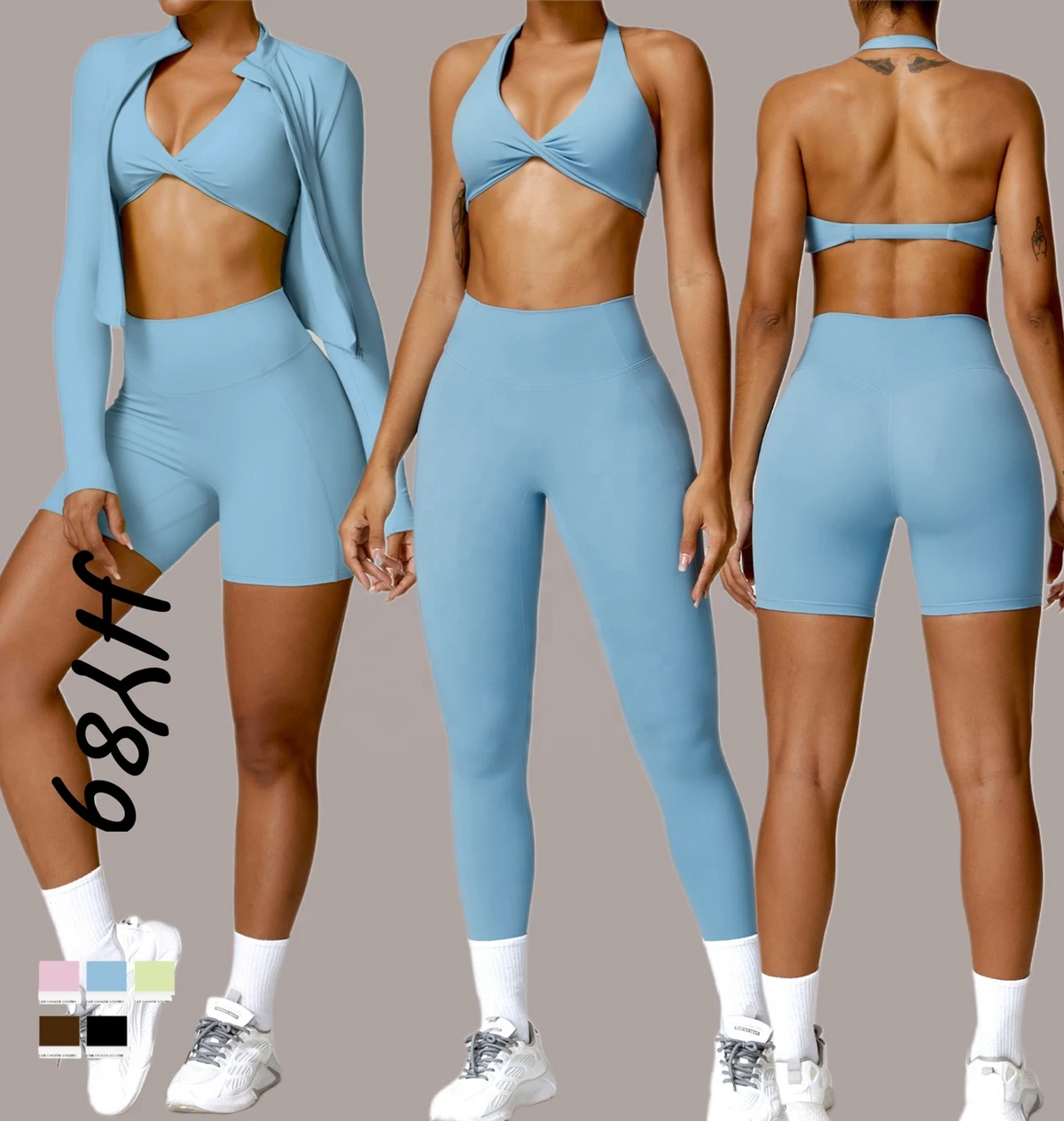 Rush Moment Women Yoga Set Quick-drying Spandex and Nylon Fitness Wear Backless Outdoor Running Sports Set