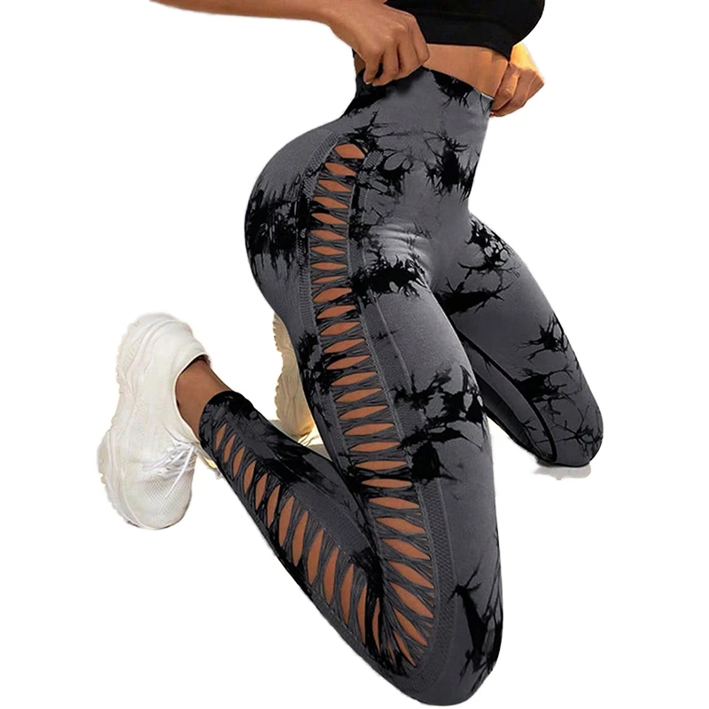 Tie Dye Seamless Leggings With Side Cutouts, High Waisted Tummy Control, Butt Lifting, 4 Way Stretch